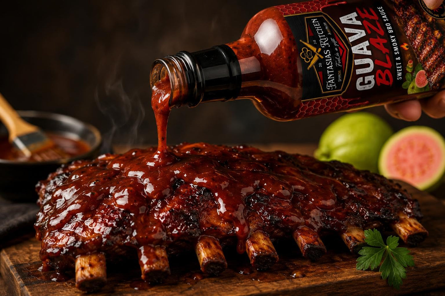 Fantasia's Kitchen Guava Blaze BBQ Sauce, Sweet and Smoky Barbecue Sauce with Mild Heat, island flavors, Vegetarian, Gluten Free, BPA Free, Cold