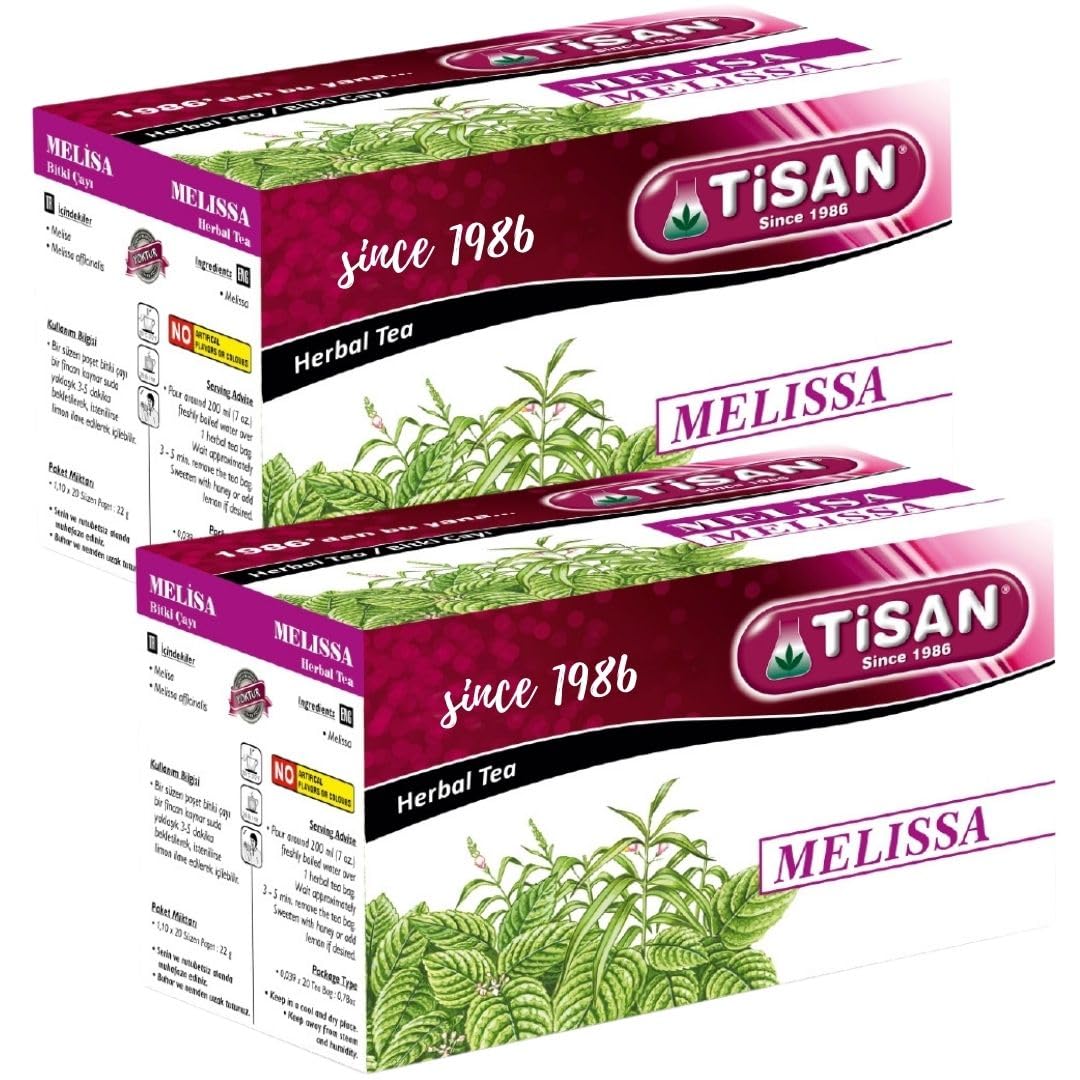 Tisan Melissa Tea (Lemon Balm) - 40 Individually Wrapped Tea Bags | Naturally Caffeine Free Herbal Infusion | Light Citrusy Notes and Gentle Aroma |