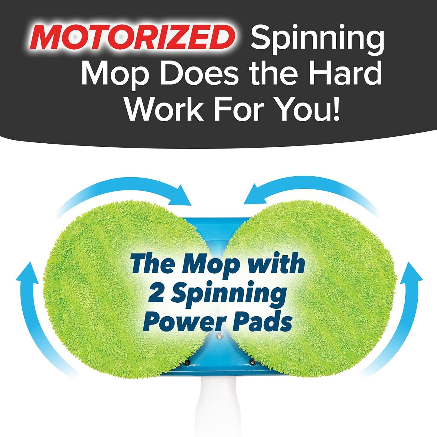 Original As Seen On TV Floor Police Mop with Motorized Dual Spinning Mopheads & 6 Unique Cleaning Pads by BulbHead, Lightweight, Rechargeable