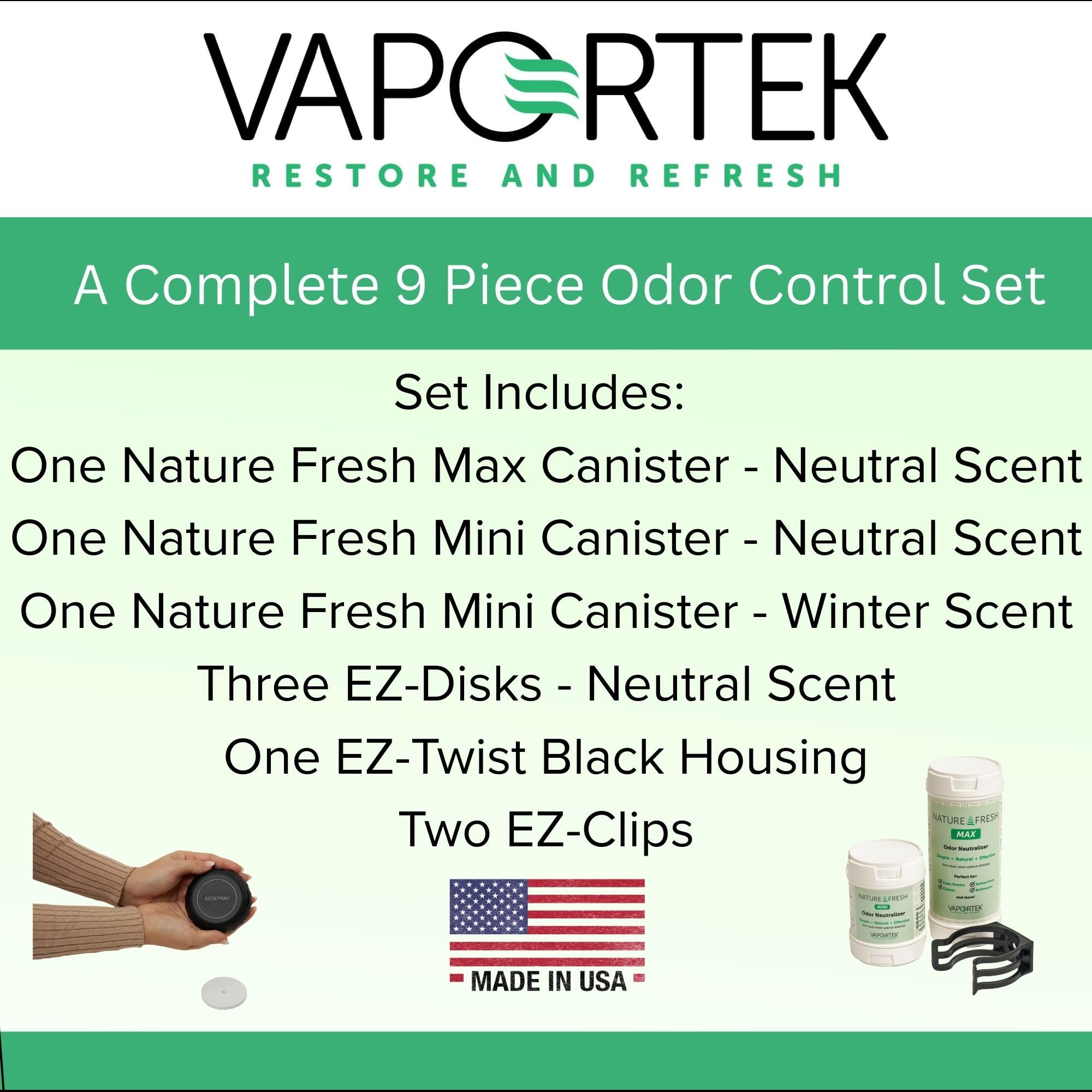 Vaportek Fresh & EZ Combo Pack, Home, Small Business and Industrial Odor Control