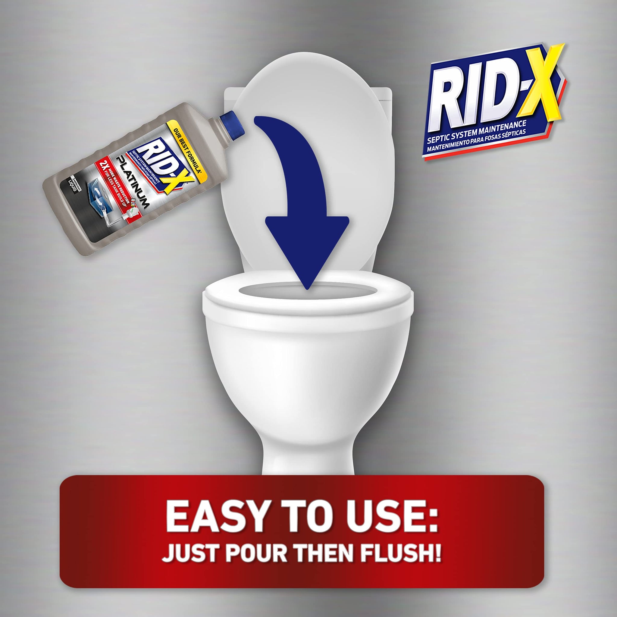 RID-X Septic Tank Treatment Platinum Liquid - 3 Month Supply - Our Best Formula with x2 More Waste Reduction