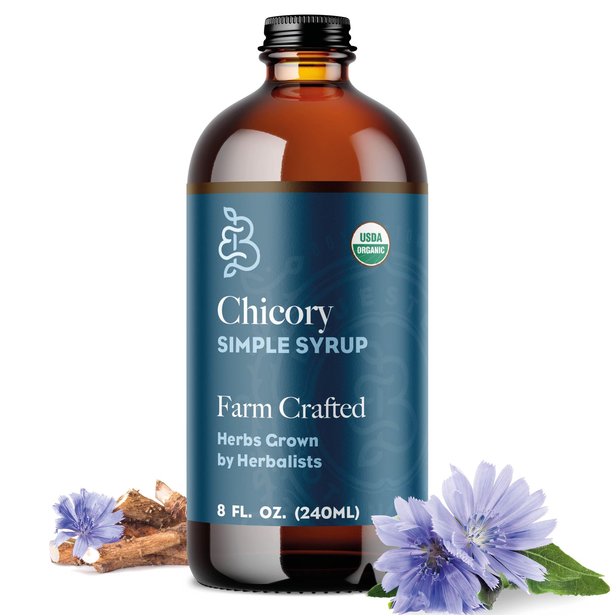 Bluestem Botanicals Organic Chicory Simple Syrup, 8 oz, Cocktail and Mocktail Mixer for Drinks, Non-Alcoholic