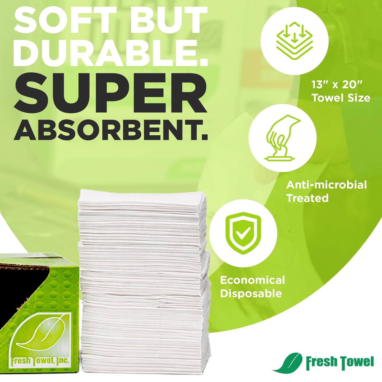 Fresh Towel Foodservice Reusable Paper Towels - 1/4 Fold, 13 x 20 inches - (1 Case of 150) All Purpose Cleaning Towels (White)