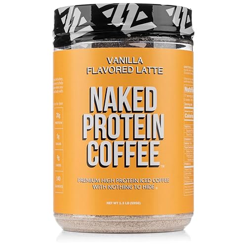 NAKED Vanilla Latte Protein Coffee - Premium Colombian Iced Coffee Protein Shake Drink, Delicious Keto Friendly and Gluten Free, 17 Servings