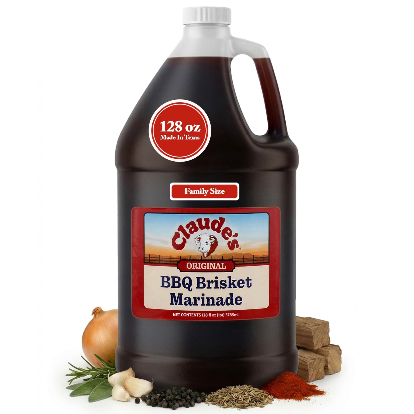 Claude's BBQ Brisket Marinade Sauce, Gluten Free Texas Style, 128 oz