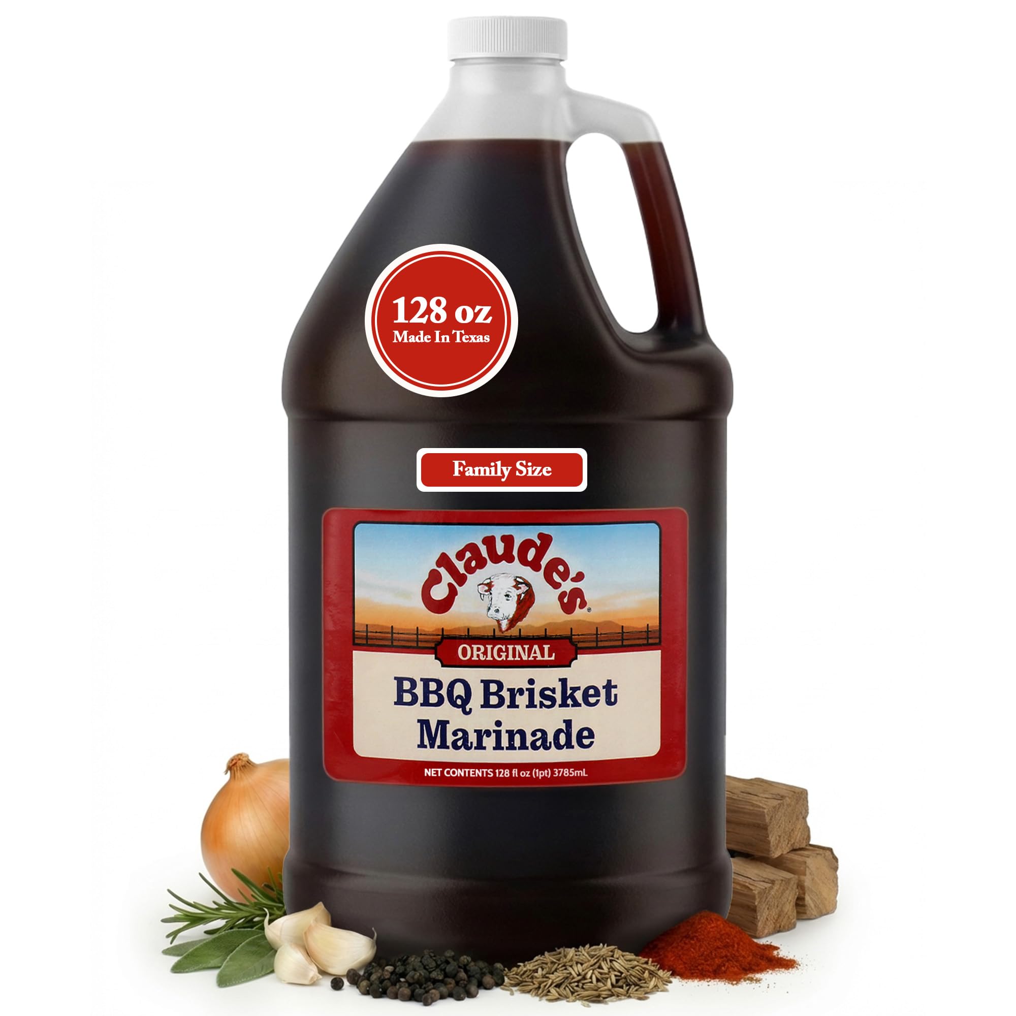 Claude's BBQ Brisket Marinade Sauce, Gluten Free Texas Style, 128 oz