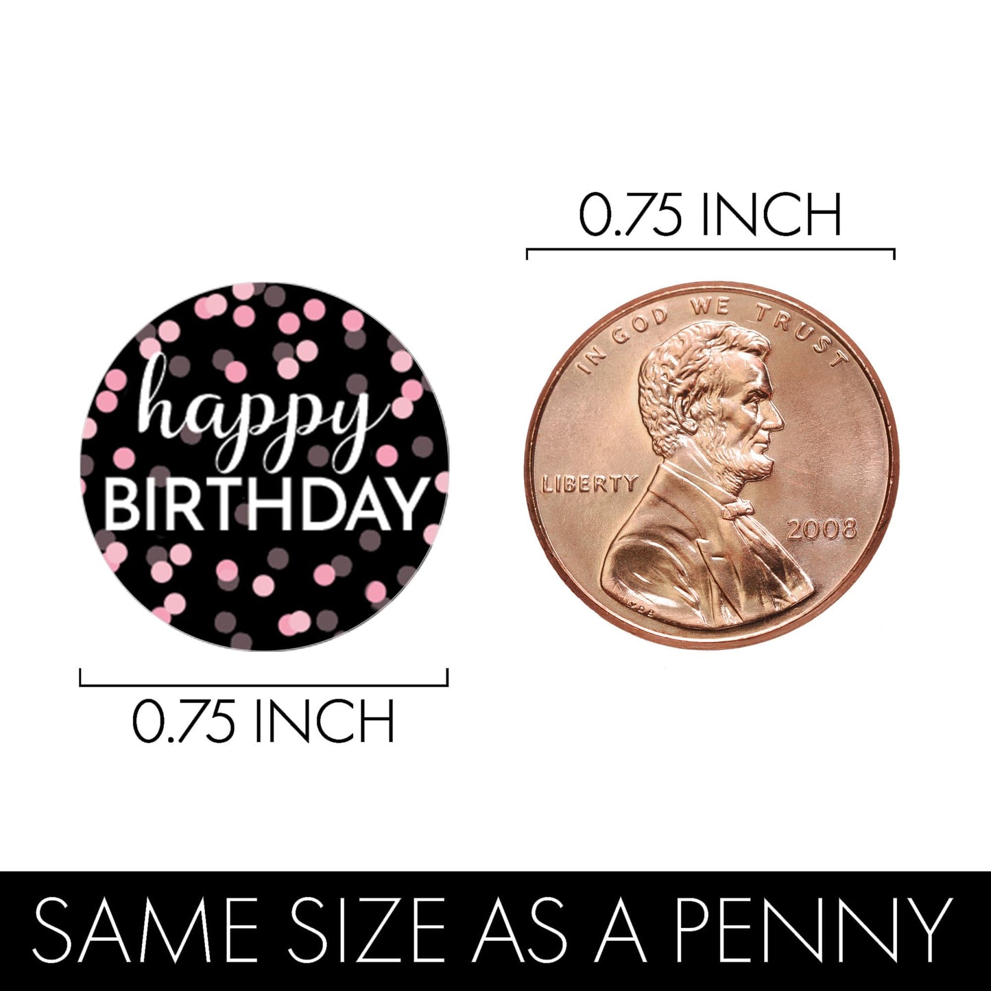 Pink, Black, and White 50th Birthday Party Favor Chocolate Kisses Candy Stickers - 180 Count