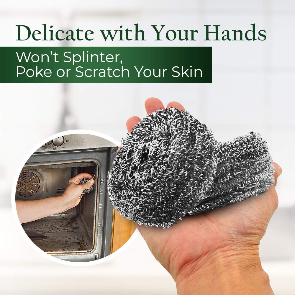 Stanley Home Products Stainless Steel Scrubbers - Rust Resistant Sponge for Pots, Pans, Grills, Ovens, Sinks and Tools - Metal Scrubbers for Kitchen