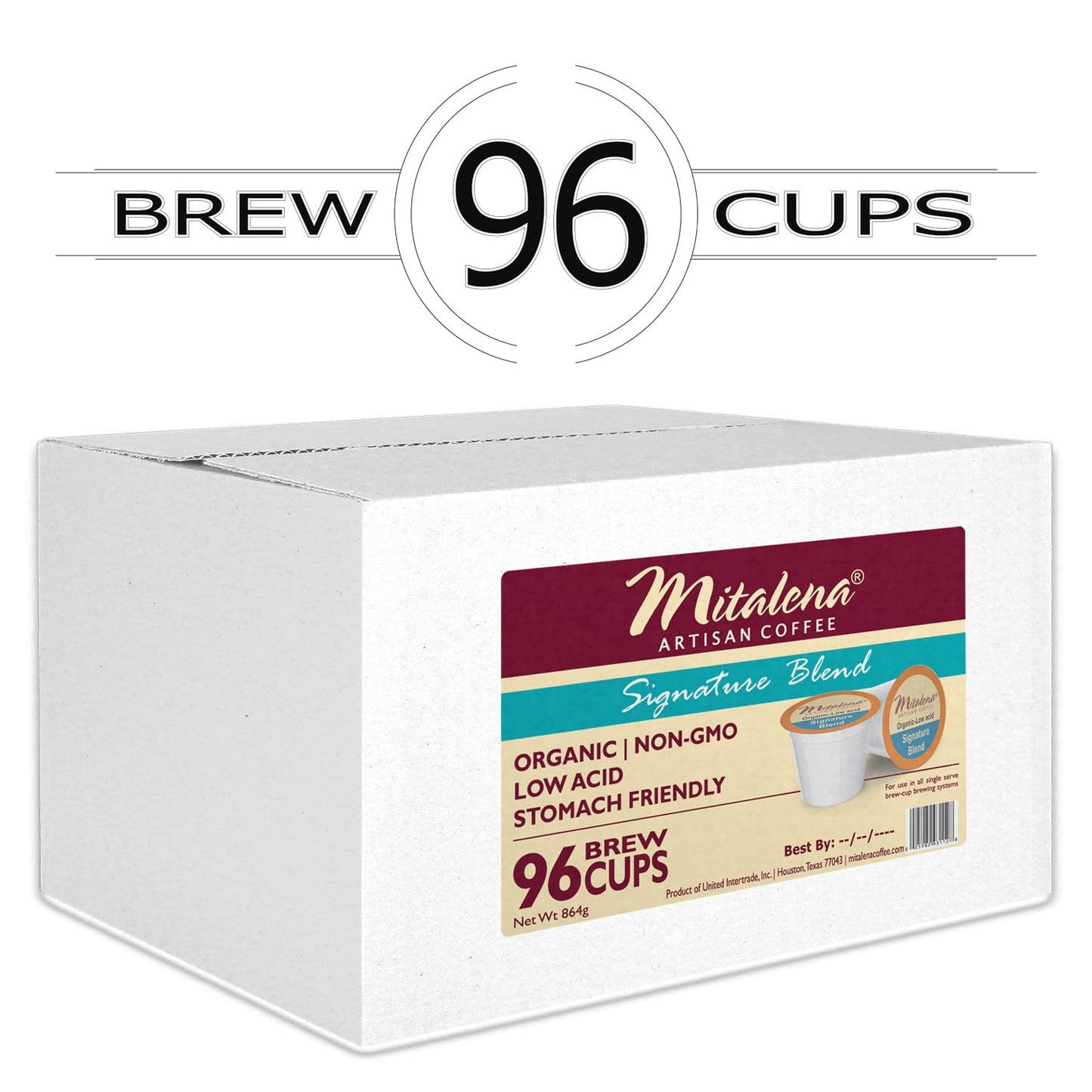 Mitalena Signature Blend 96 ct. Organic Low Acid Coffee Pods - Compatible with Keurig Coffee Maker - 100% Arabica