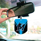 FANMATS 63165 MLB Miami Marlins Hanging Car Air Freshener, 2 Pack, Black Ice Scent, Odor Eliminator, Shield Design with Team Logo