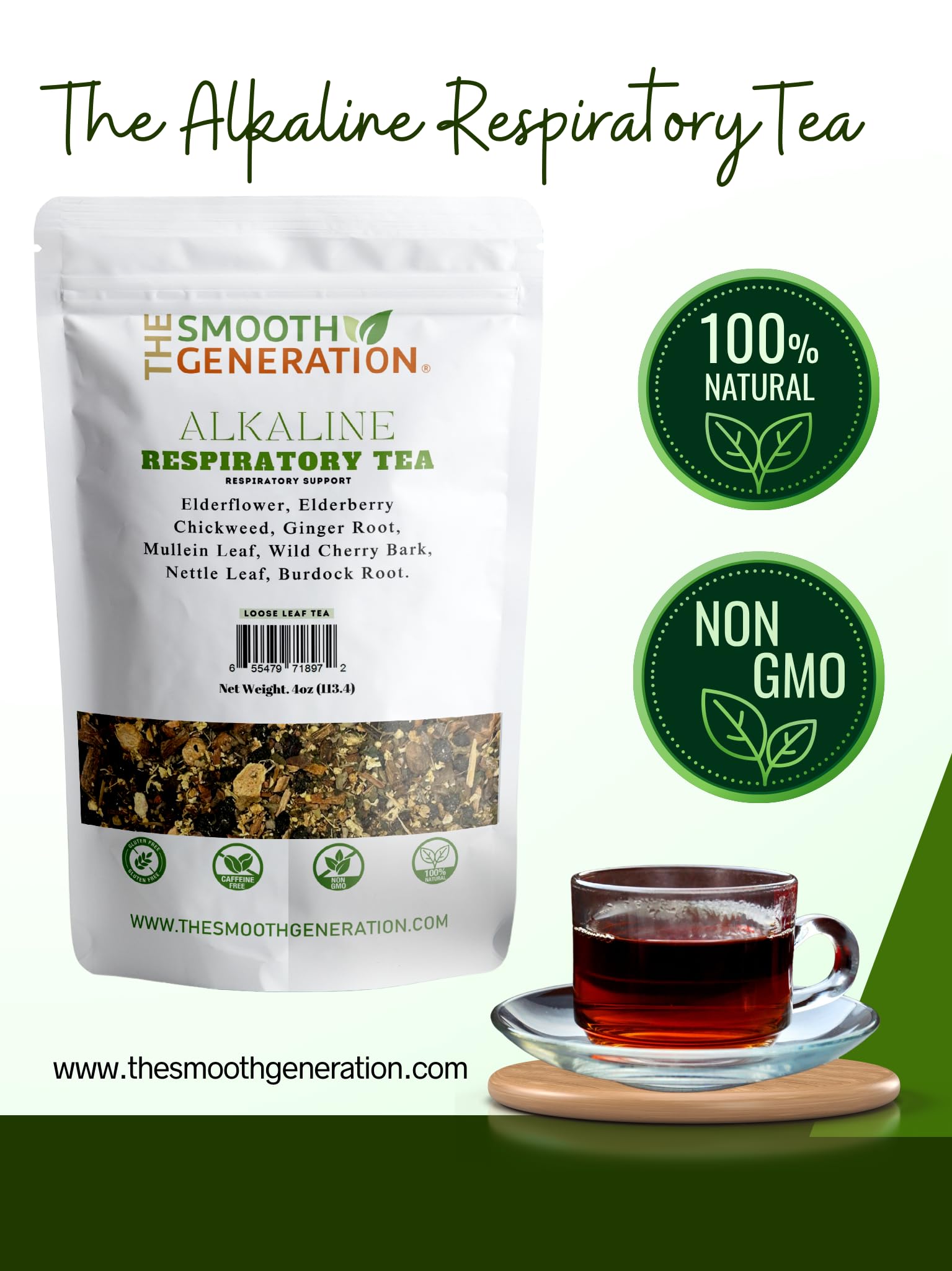 Alkaline Respiratory Tea - 100% Wildcrafted Herbs for Lung & Respiratory Support | Immune Boost & Detox | 4 oz Loose Leaf