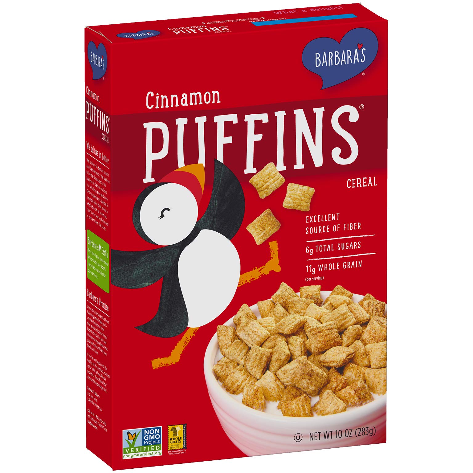 Barbara's Puffins Cinnamon Cereal, Non-GMO, Vegan, 10 Oz Box (Pack of 12)