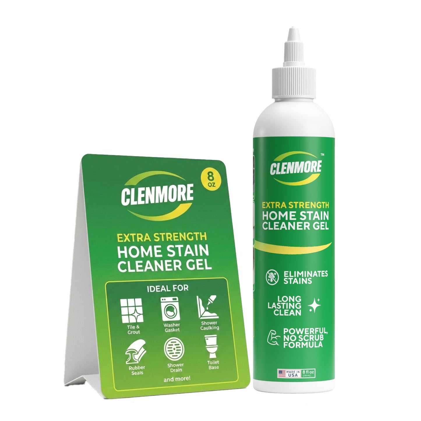 Clenmore Home Stain Cleaner Gel - Extra Strength Stain Remover For Tiles, Grout, Showers, Tubs, Rubber Seals & Toilets - No Scrub Grout Cleaner