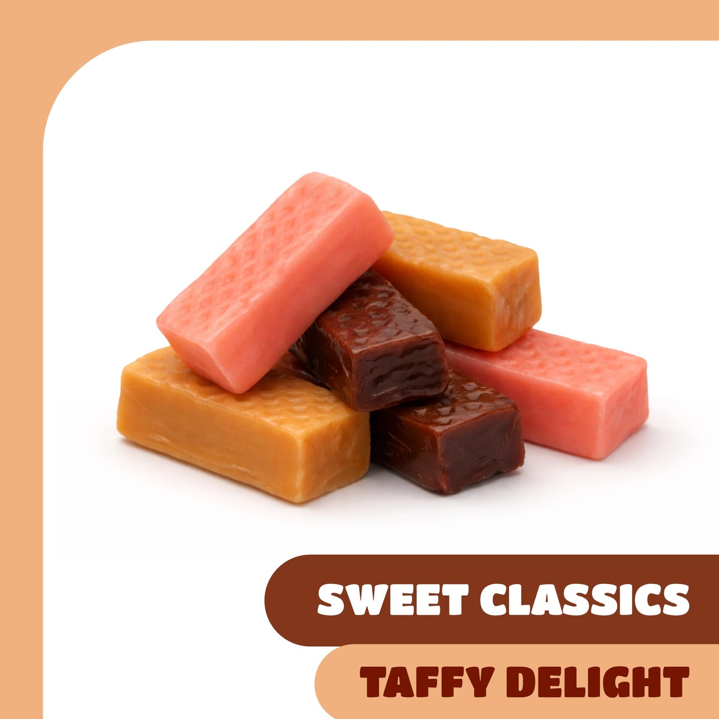 Taffy Candy - 1 Pound Pack (75 Count) - Old Fashioned Candy - Individually Wrapped Premium Assorted Caramels - Vanilla, Chocolate, Strawberry
