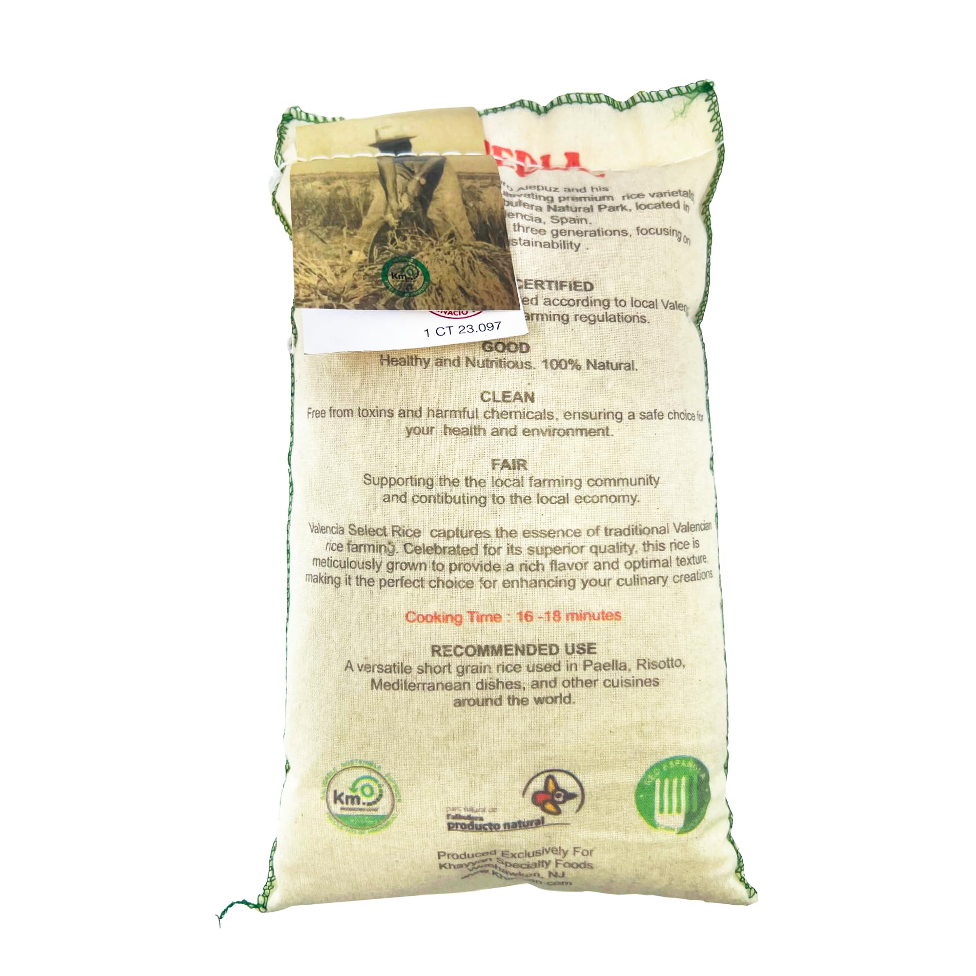 La Perla | Paella Rice | Valencia Select | Denomination of Origin Valencia Spain | Slow Food Valencia Certified | Ideal For All Mediterranean Rice Dishes | 2.2 lbs (1 kg) | (Pack of 1)