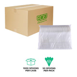 Eco-Products Compostable CPLA 6" Plastic Soup Spoons, Case of 1000, Disposable White Spoon, Plantware Cutlery, Renewable Material Made from Plants