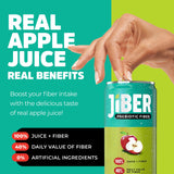 JIBER High Fiber Apple Juice Drink - No Sugar Added - 12 fl oz Apple Juice Cans with 40% Daily Fiber - Prebiotic Drink- Healthy Drinks for Kids