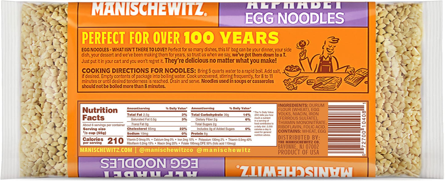 Manischewitz Barley Shaped Enriched Egg Noodles, 12 OZ (Pack of 3) Makes a Great Homestyle Farfel, No Preservatives, Low Sodium