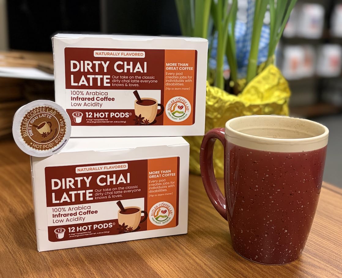 Dirty Chai Latte Coffee Pods, Espresso Chai Single Serve Pod, Medium Roast Coffee with Natural Chai & Vanilla Flavor, Single Serve Pods, 12 count