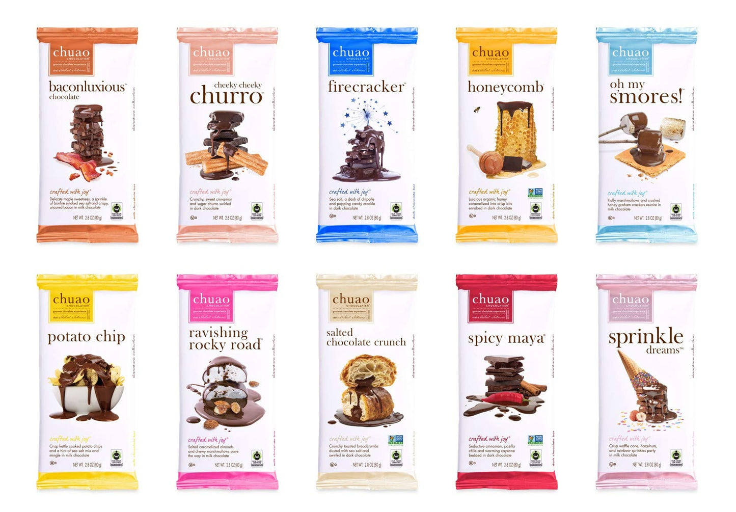 Chuao Chocolatier Gourmet Assorted Milk and Dark Chocolate Bar Gift Box | For Gift Baskets, Christmas, Valentines, Birthday, Care Package | 10 Ct