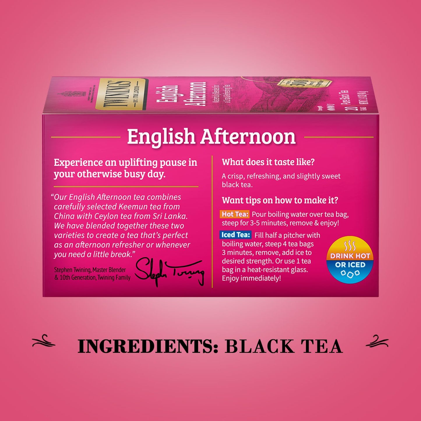 Twinings Tea, English Afternoon Tea 2-Pack - Uplifting and Refreshing Caffeinated Black Tea Bags Individually Wrapped, 20 Count Each