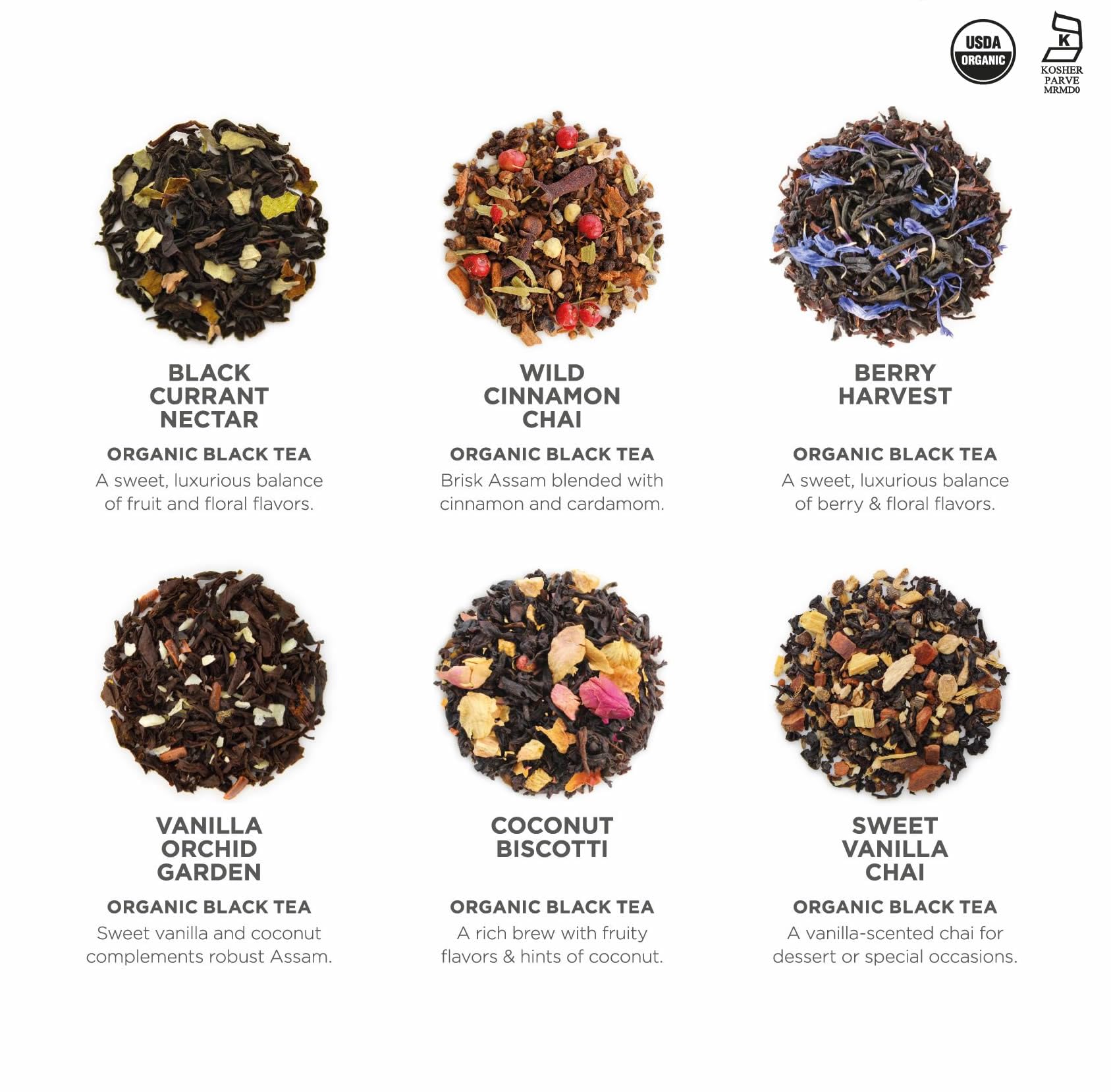 Teabloom Organic Black Forest Pyramid Tea Presentation Box, 12 Assorted Black Tea Blends, USDA Certified Organic Whole-Leaf Pyramid Tea Sachets