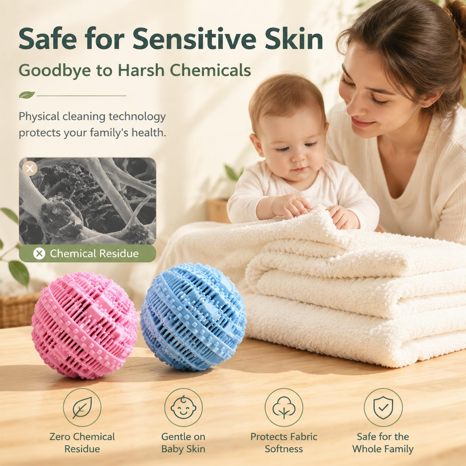 Laundry Balls Set, Eco-Friendly Super Washing Machine Laundry Ball, All Natural Washer Ball Laundry Detergent Alternative, Household Can Be Reused