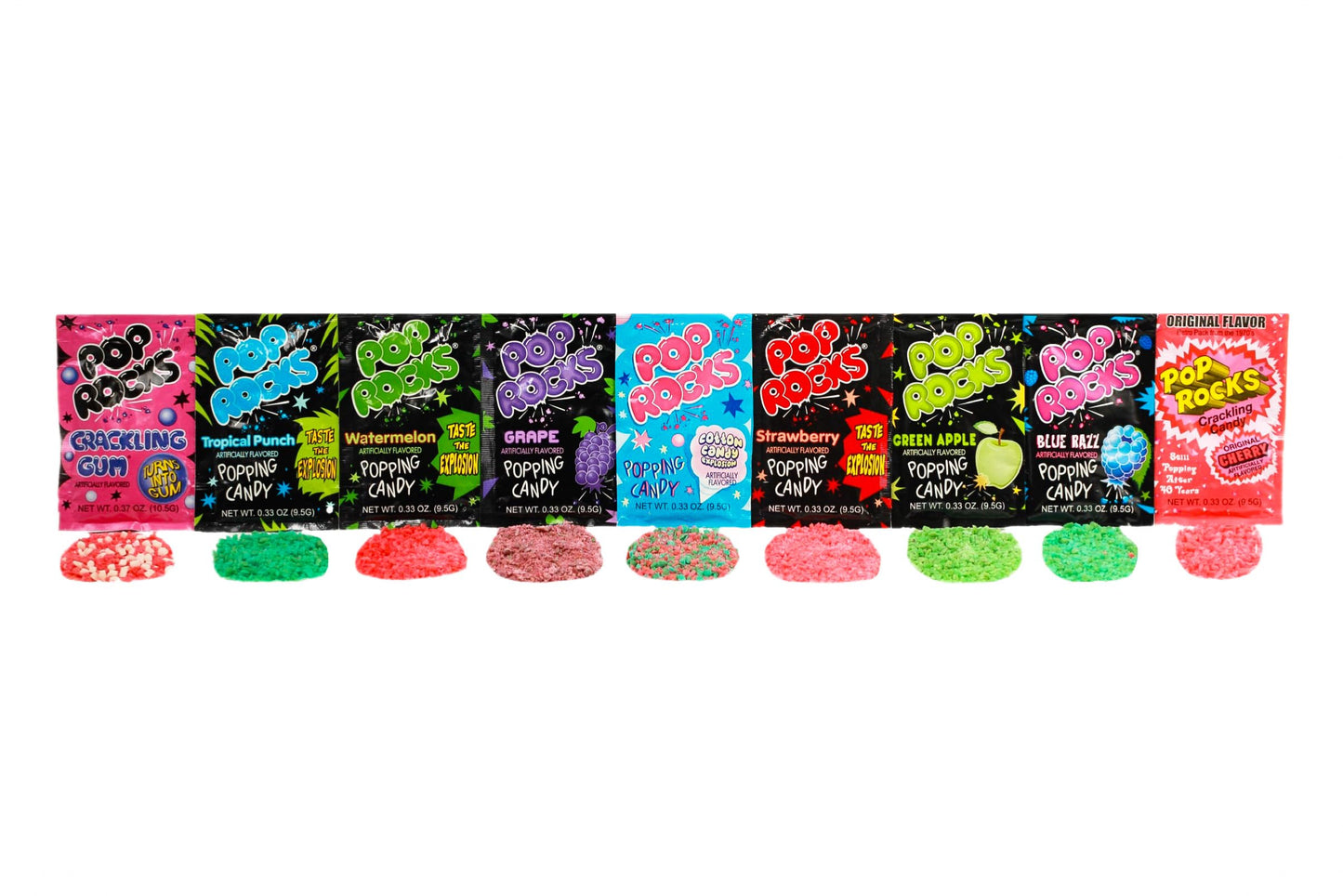 Pop Rocks (9 Pack) -9 Individually Wrapped Packets of Pop Rocks Candies - 9 Assorted Flavors of Crackling Popping Candys