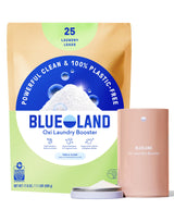 BLUELAND Oxi Laundry Booster Powder with Tin, Starter Set, Fragrance Free & Clear, 25 Loads, 17.6 oz, Plastic-Free, Eco Friendly, Oxy Cleaner, Stain