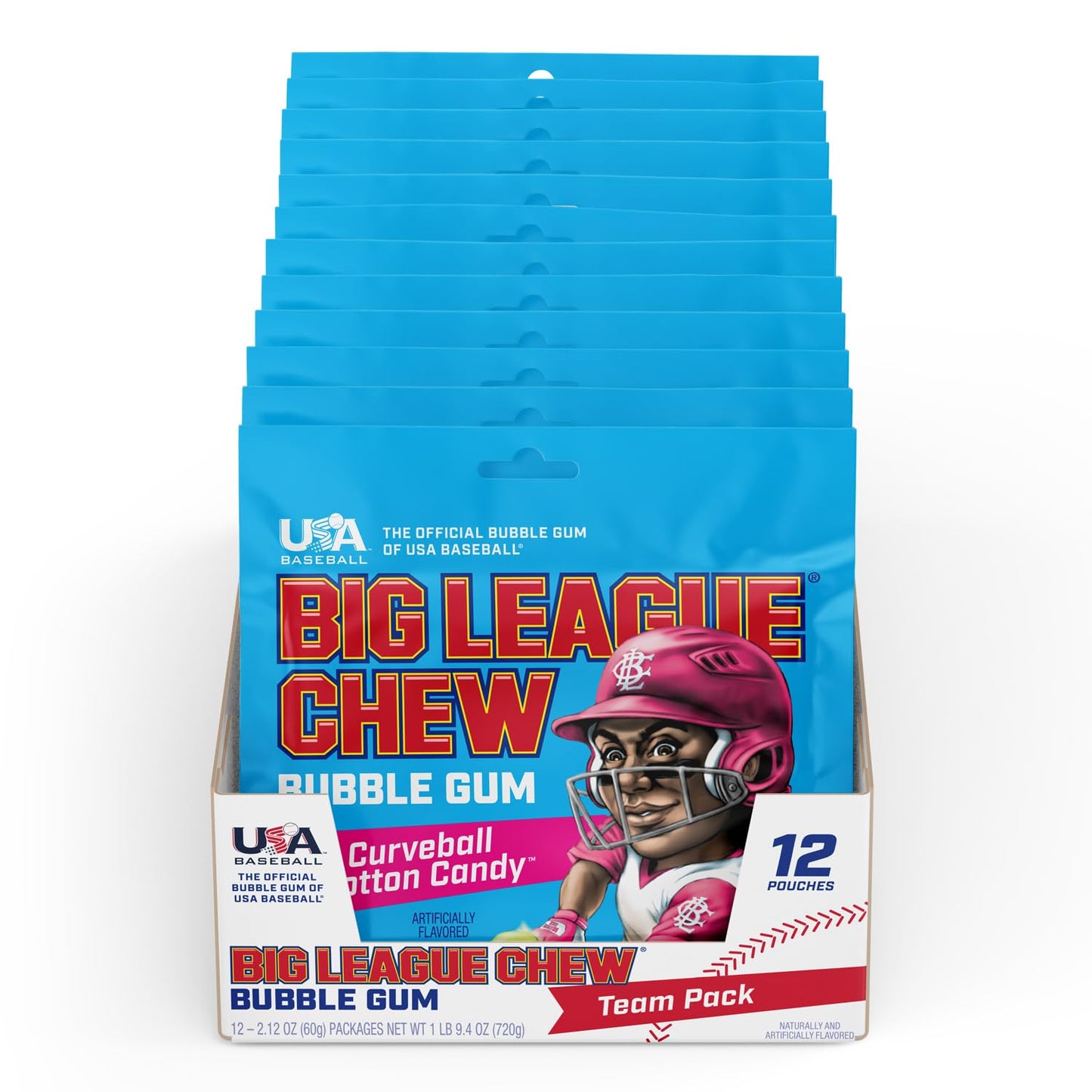 Big League Chew Curveball Cotton Candy Bubble Gum - Tasty Cotton Candy Delight | Ideal for Baseball Games, Teams, Concessions, Parties, and More |