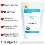 Herb Lore Organic Pregnancy Tea - 65 Servings Loose Leaf - Raspberry Leaf Tea for Pregnant Women - First Trimester Support & Third Trimster Labor Prep