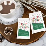 12ct Hot Chocolate Packets Personalized Christmas Favors Office Holiday Party Happy Holidays with Custom Message