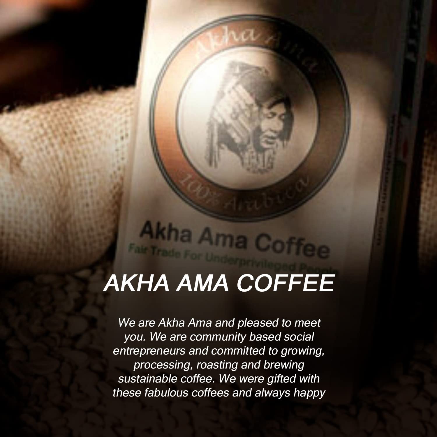 Akha Ama Whole Bean Coffee Blend, Thai Coffee Beans, Light Espresso Roasted, Full City Blend, Single Origin Roasted Coffee Bean from Thailand, 8.8 oz