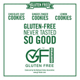 Tate's Bake Shop Gluten Free Cookies Variety Pack, Lemon, Ginger Zinger and Chocolate Chip Cookies, 3-7 oz Bags