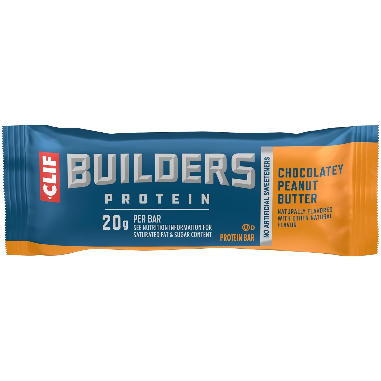 CLIF BUILDERS Protein Bar - Chocolate Peanut Butter Flavor - 20g Plant Based Protein - Gluten Free - Non-GMO - Low Glycemic - No Artificial Sweeteners