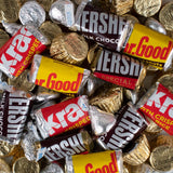 Mother's Day Candy Gift Tin (Plastic Tin with Approx. 1lb Candy, 60 pieces) Kisses Chocolate, Miniatures & Peanut Butter Cups - Tulips