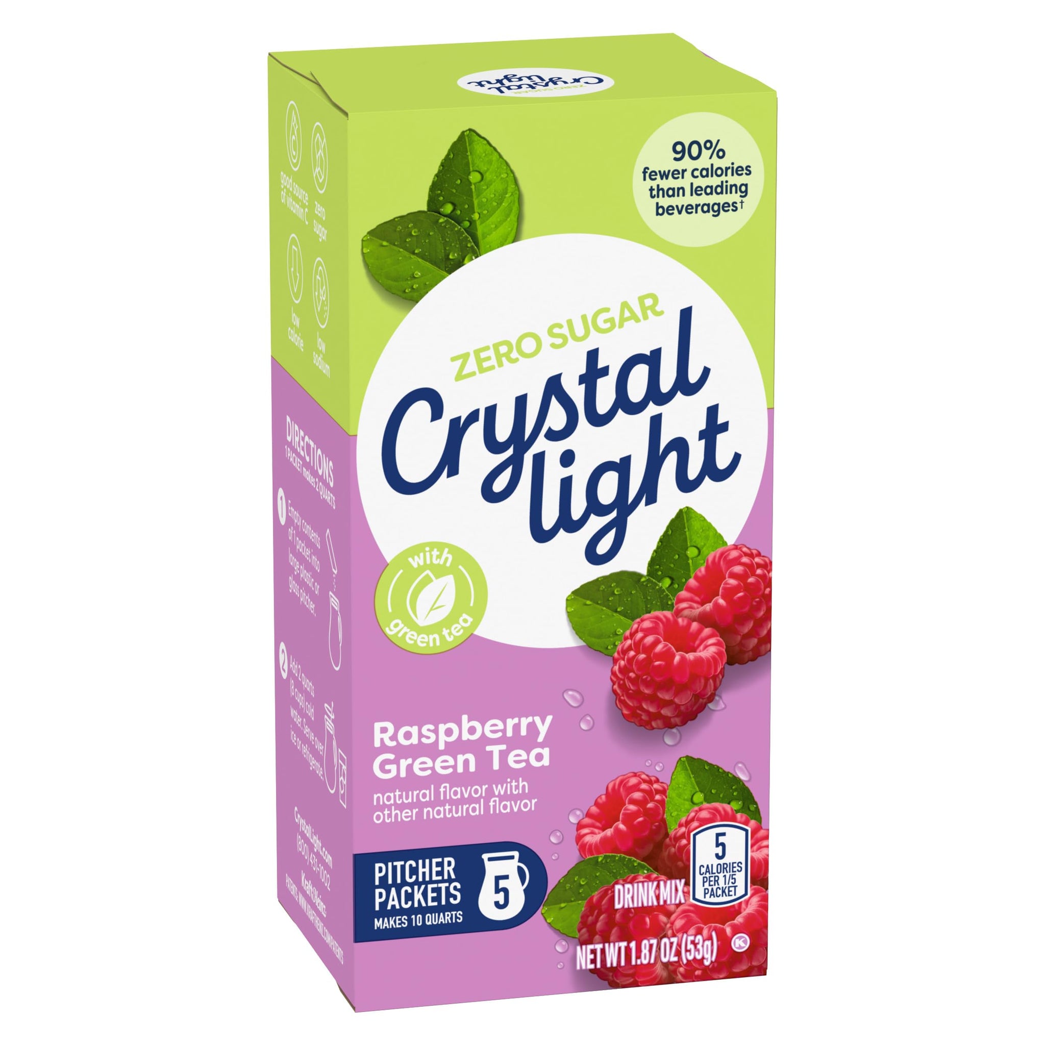 Crystal Light Drink Mix, 60 Pitcher Packets, for Flavorful Hydration and Shareable Refreshment, Naturally Flavored Raspberry Green Tea with other