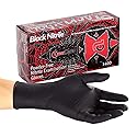 AmerCareRoyal Black Widow Nitrile Latex Free Disposable Gloves - Powder-Free, Exam Grade Gloves with Textured Grip - Extra Large, Black, Case of 1000