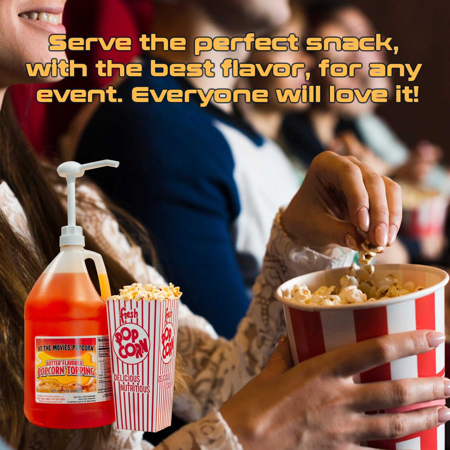 At-The-Movies-Popcorn® Buttery Flavor Popcorn Topping (4 - One-Gallon Bottles) - Movie Theater Butter Popcorn Oil, Vegan, Gluten Free, Non GMO, Zero