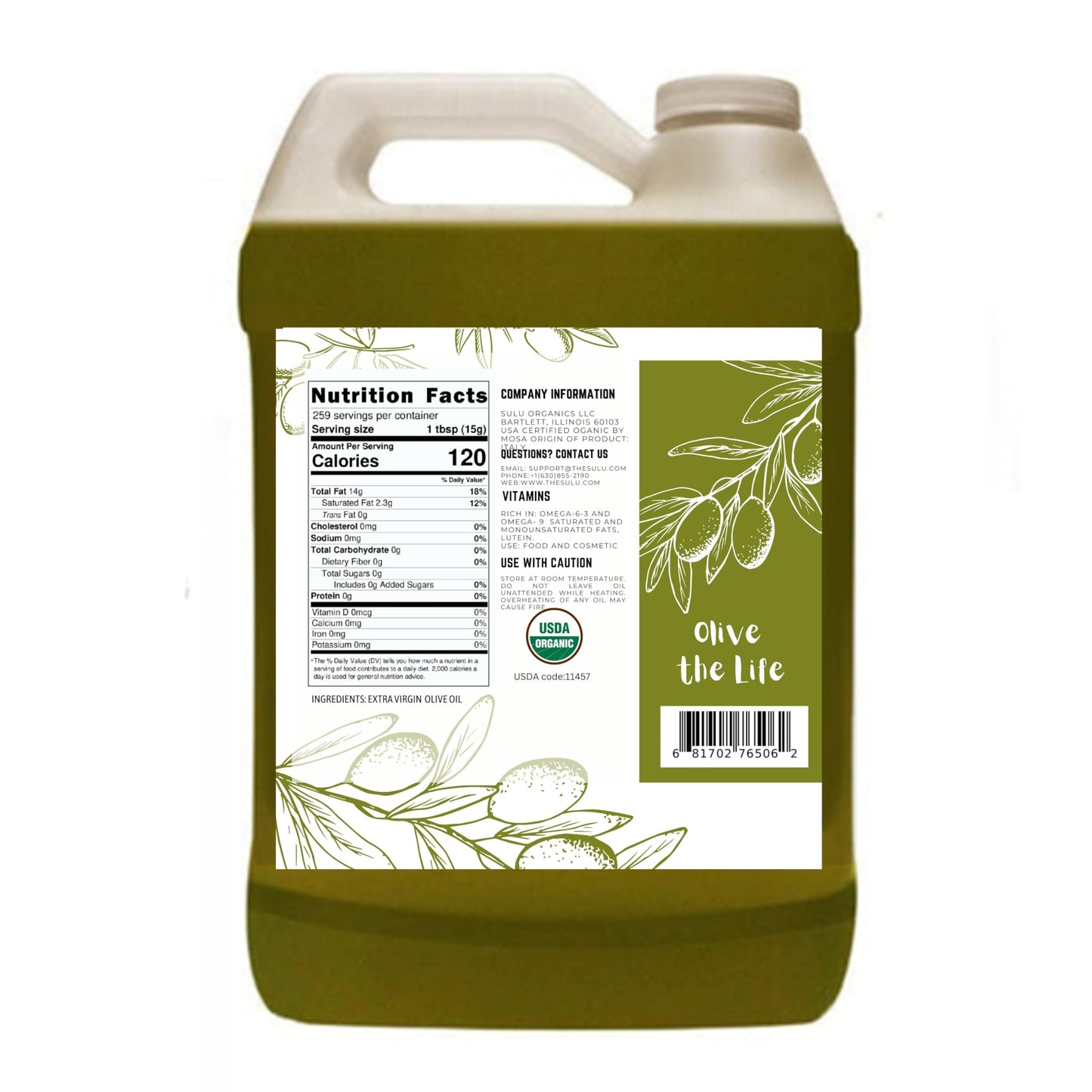 64 FL.OZ Organic Extra Virgin Olive Oil Cold Pressed