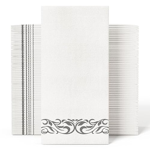JOLLY CHEF 100 Disposable Hand Towels, Soft and Absorbent Linen Feel Dinner Napkin, Elegant Decorative Paper Guest Towels for Kitchen, Bathroom