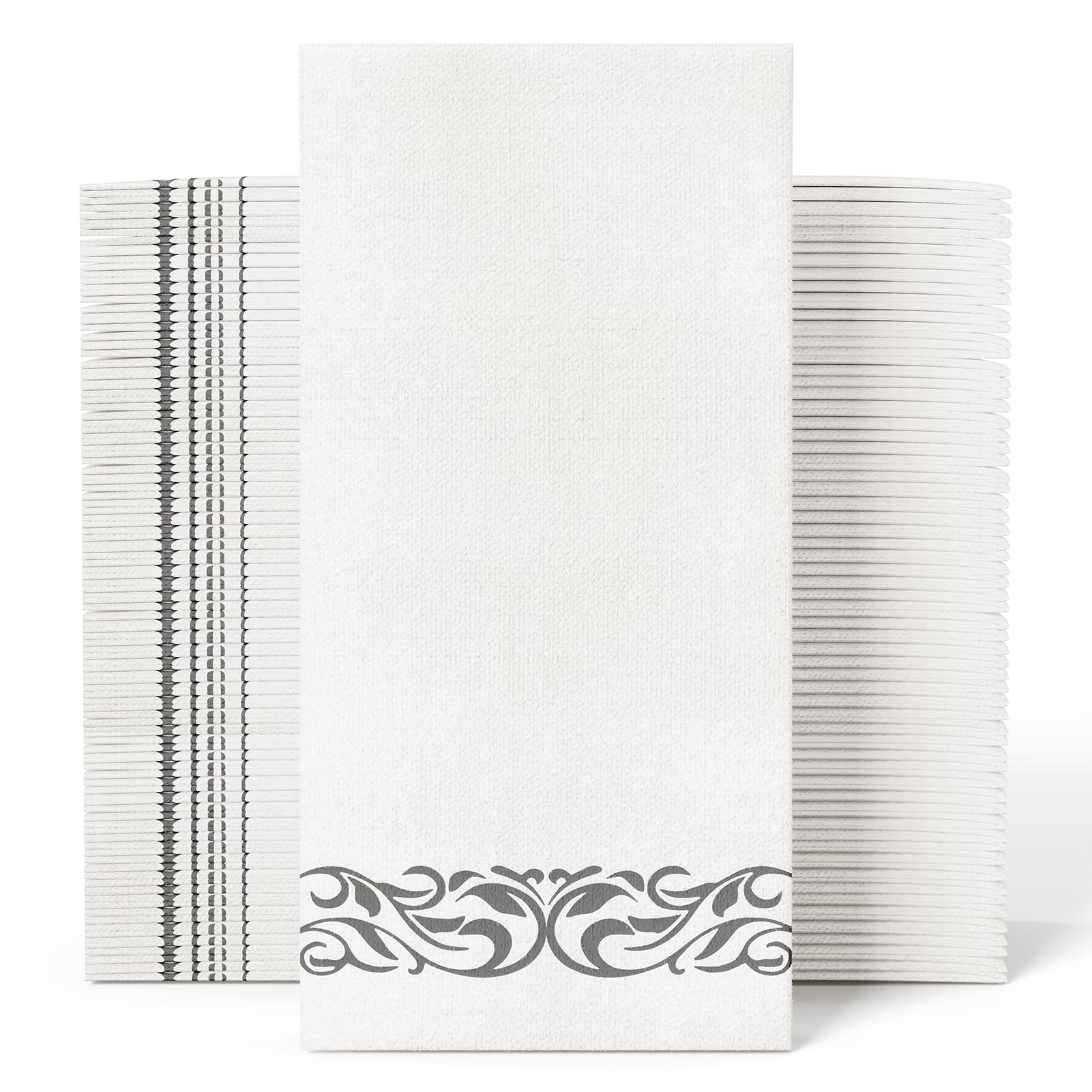 JOLLY CHEF 100 Disposable Hand Towels, Soft and Absorbent Linen Feel Dinner Napkin, Elegant Decorative Paper Guest Towels for Kitchen, Bathroom