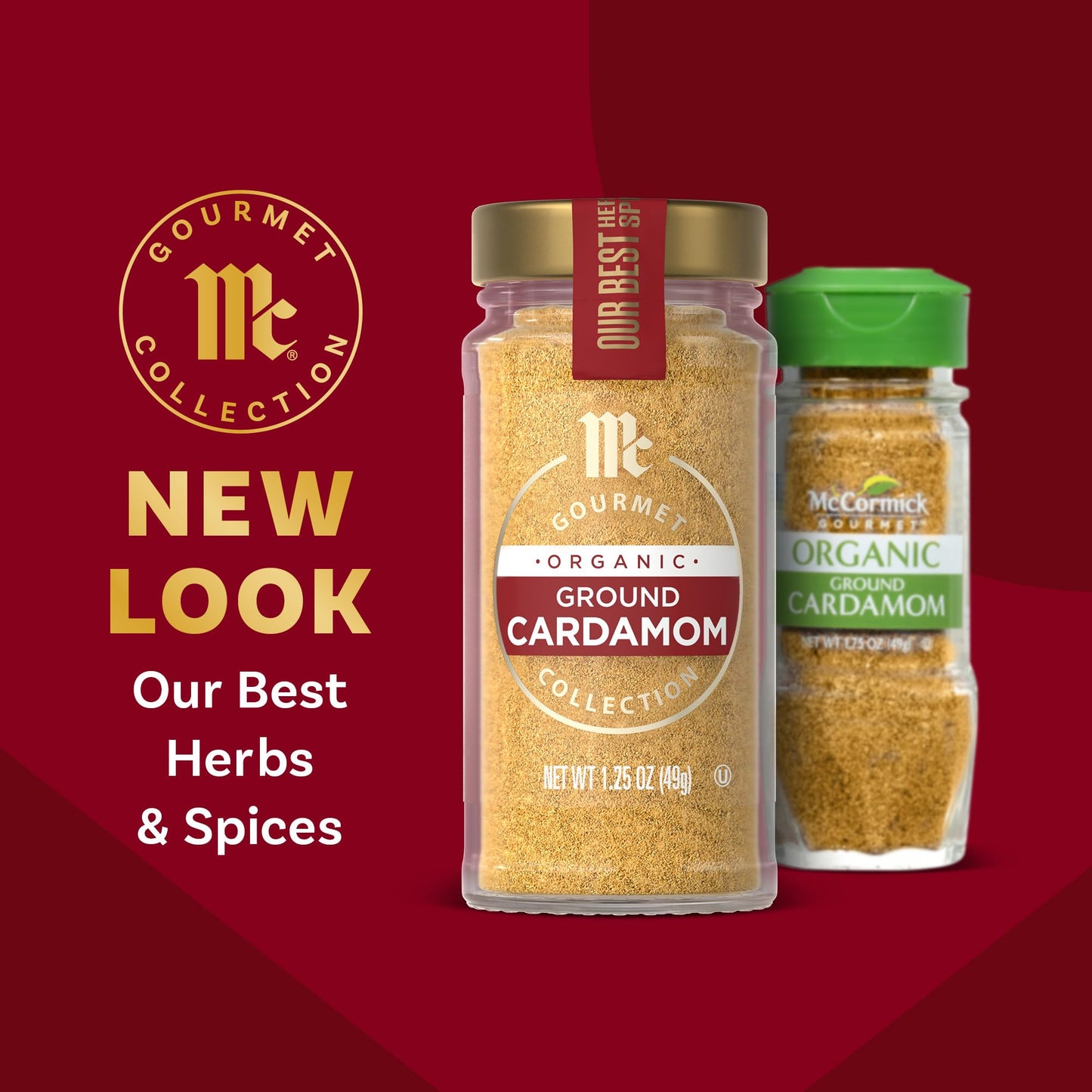 McCormick Gourmet Collection Cardamom, Ground, Organic, Non GMO, Our Best Herbs & Spices, Sweet, Lemony Taste & Enticing Aroma, Enhance Cakes
