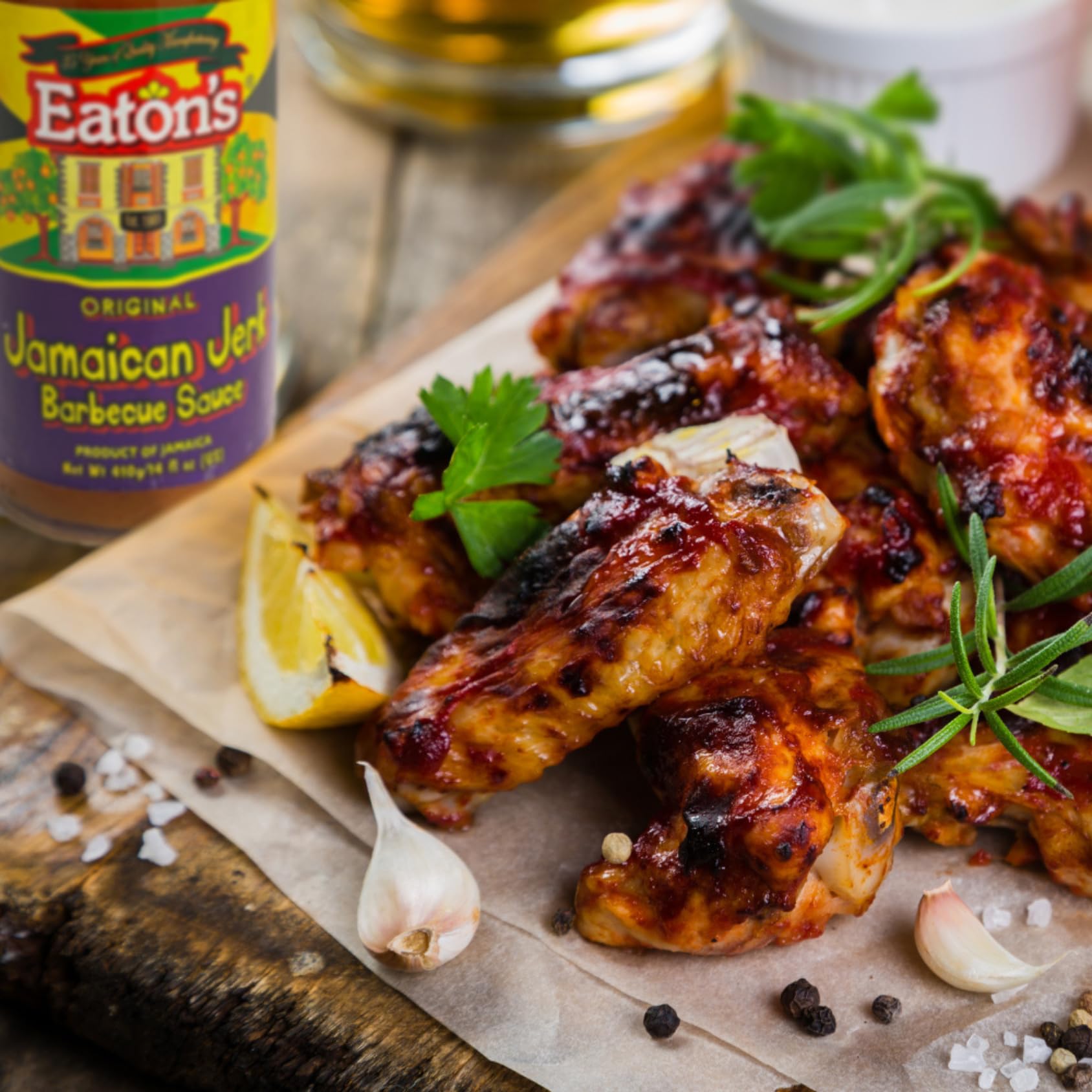 Eaton's Jerk BBQ Sauce - Jamaican Barbecue Sauce, Perfect as Meat Rubs, Seasonings, Marinade for BBQ, Smoked Meat, Chicken Wings, Steak, Seafood,