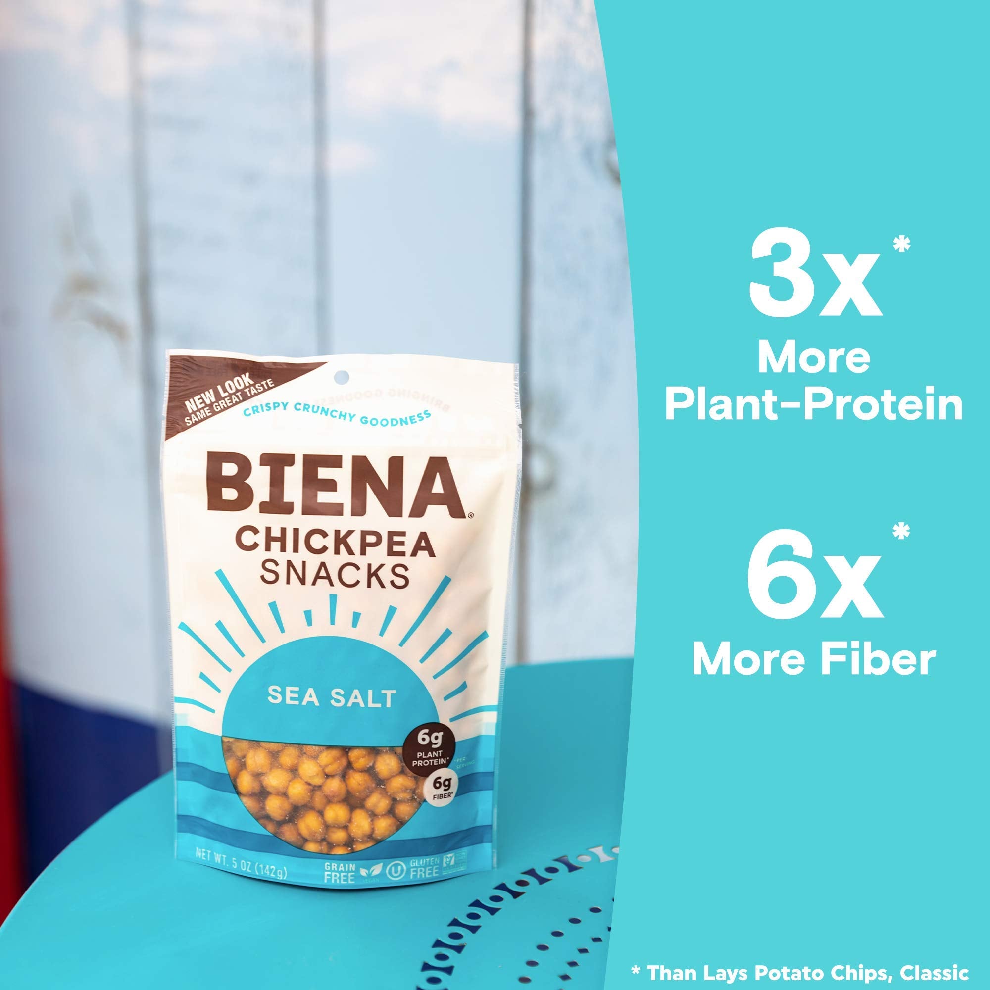 BIENA Chickpea Snacks, Sea Salt | Gluten Free | Vegan | Dairy Free | Plant Based Protein (Single 5 oz. Bag)