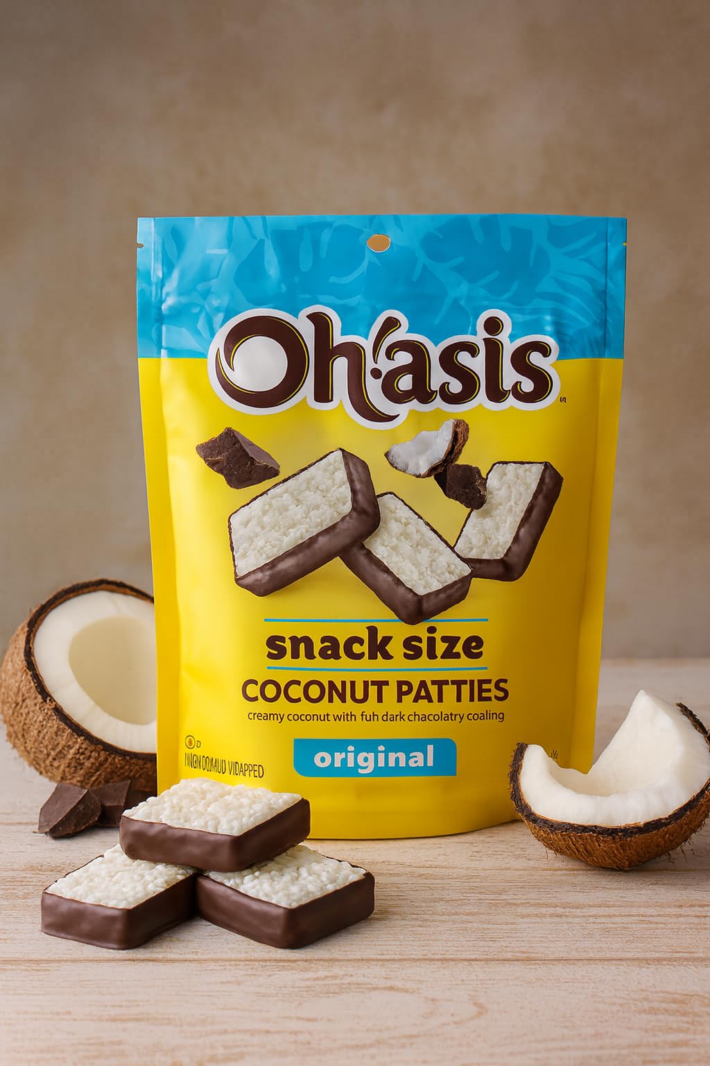 Snack Size Coconut Patties - Pack of 2 - Original Creamy Coconut Covered in Rich Dark Chocolate - Individually Wrapped Candy Bites - Tropical
