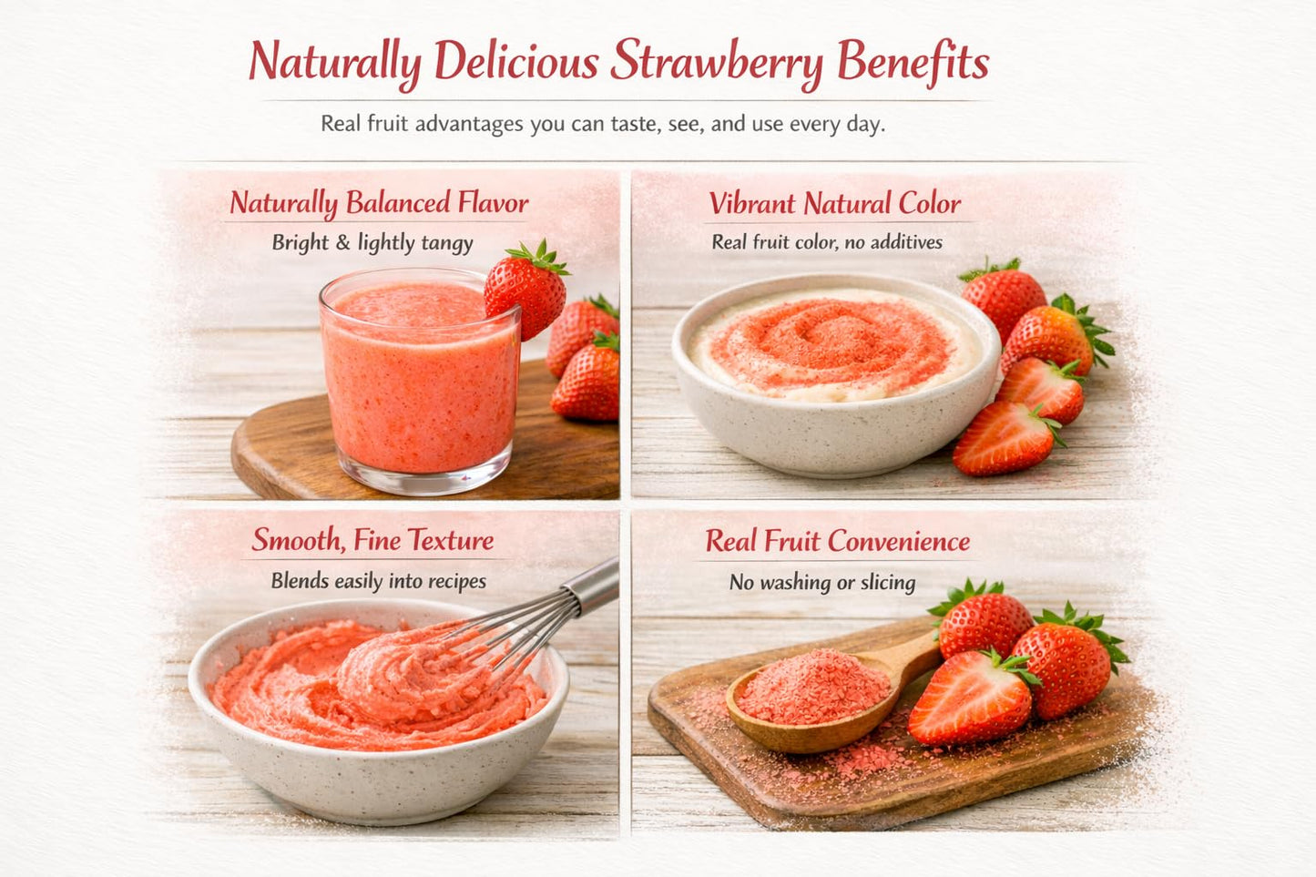 Indus Farms Freeze Dried Strawberry Powder - Pure Strawberry Fruit, No Added Sugar, Bold Real Fruit Flavor for Smoothies, Desserts, Baking & Sea Moss