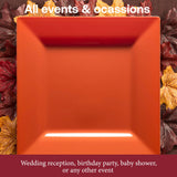 Smarty Had A Party Disposable Plastic Dinnerware, 9.5" Heavy Duty Square Orange Plates for Parties and Events, Bulk Supplies for All Occasions (120
