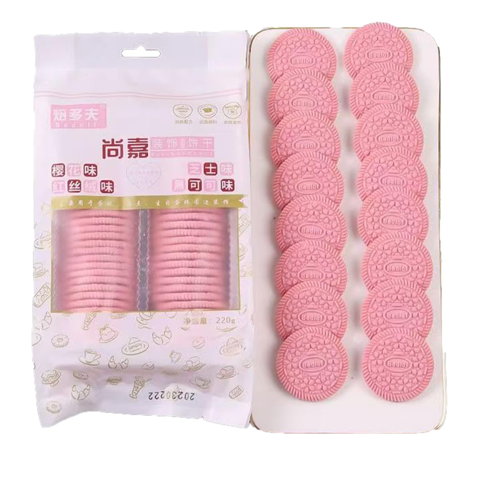 BKSUAIWU Instant Biscuits,Leisure Snacks,220g/7.76oz(about 66pieces),for Cake Decoration or Ice Cream Decoration??? (sakura flavor)