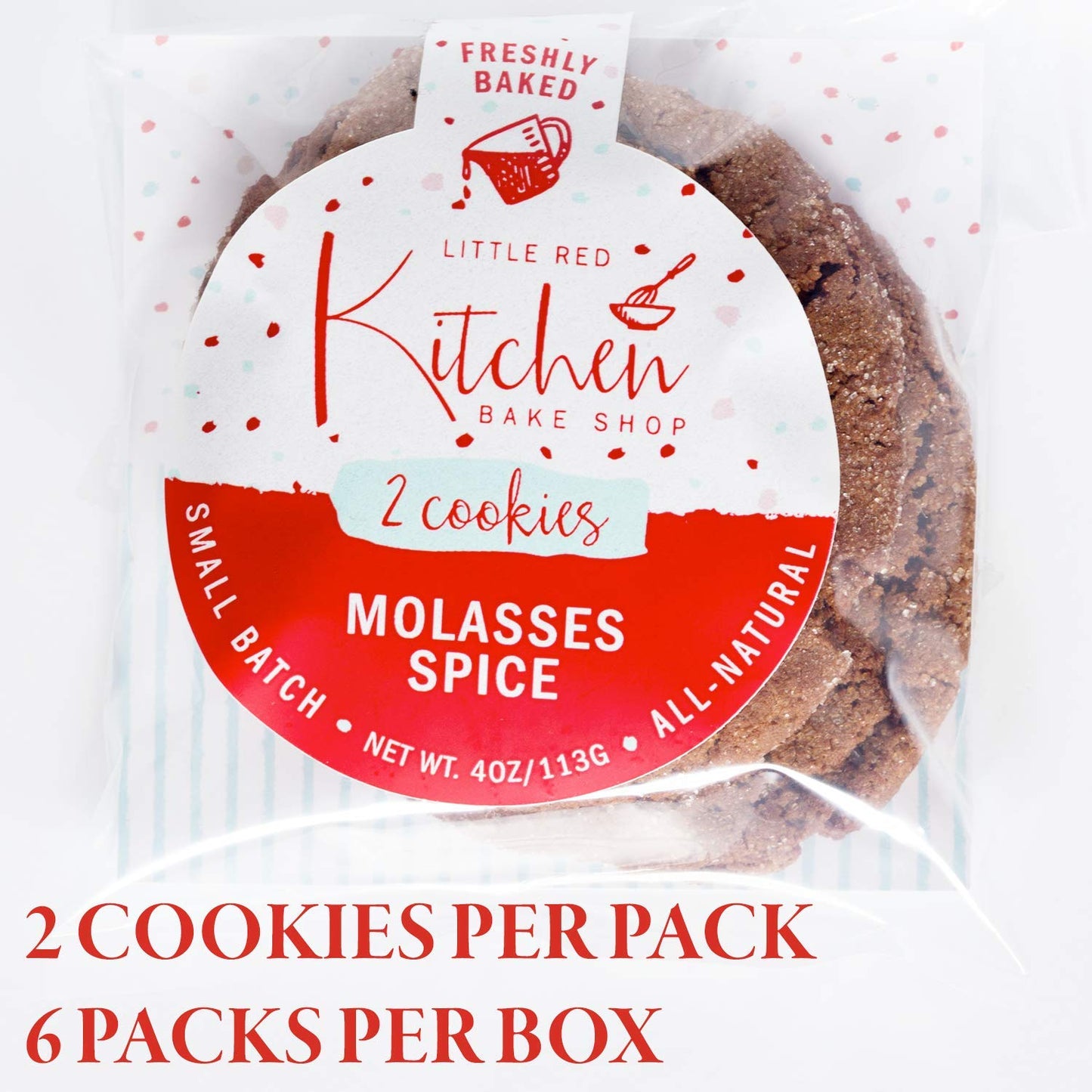 Fresh Baked Molasses Spice Cookies - 1 Dozen - Gourmet Gift Box - Gifts For Men & Women - Soft Cookies - Little Red Kitchen Bake Shop
